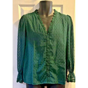 Green Camisa Long Sleeve Dressy Shirt Small
